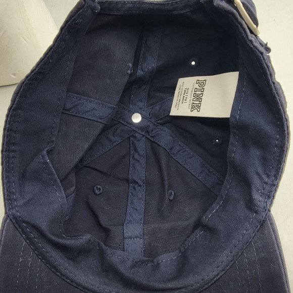 PINK Victorias Secret Navy Blue Baseball Cap Hat Adjustable Comfort Casual - Picture 6 of 9